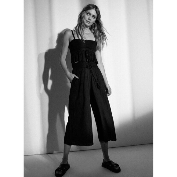 Aritzia WILFRED Nanterre Amber Earth Gold Modal Culottes Cropped Pants, Size S - Picture 14 of 15